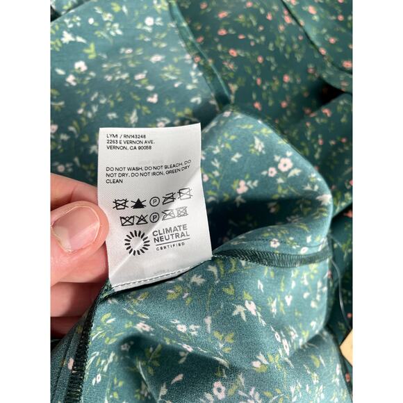 NWT Reformation Kaye Silk Dress Maxi Coriander Fairy Green Floral Sz 22 Babydoll - Picture 14 of 16